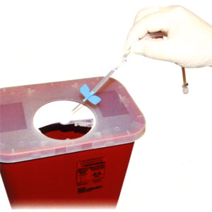 Nipro BioHole Needle dispose of in a sharps container