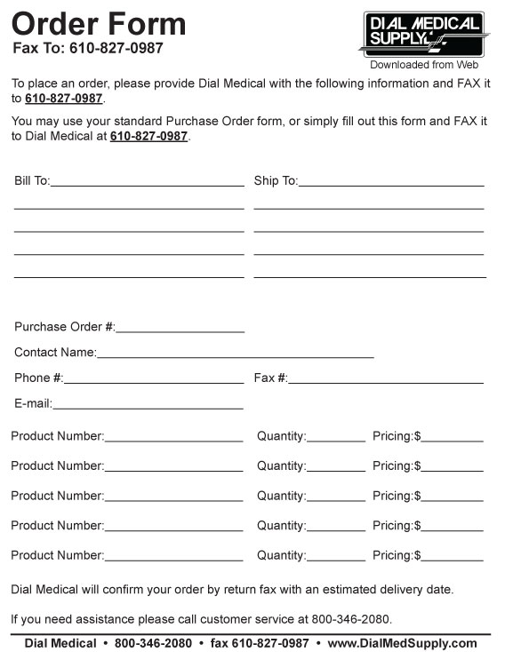 Dial MEdical Order Form